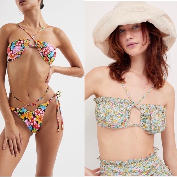 NWT‎ FOR LOVE & LEMONS Glitter Stripe Knit Crisscross Halter Bralette Crop Top S - Picture 3 of 7